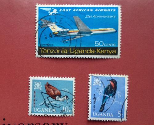 Марки Уганда: 21 годовщина восточно африканских авиалиний. Uganda stamps 1967