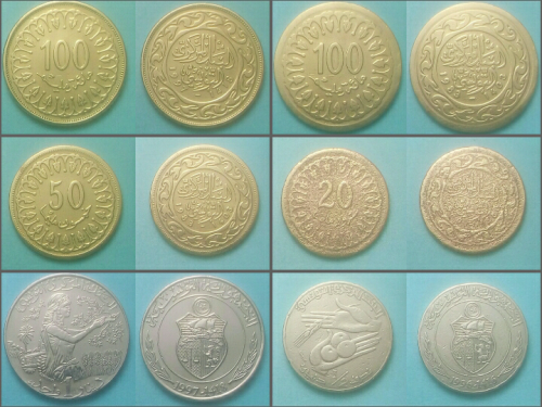 Монеты Туниса миллимы, динары, продам, одним лотом. 