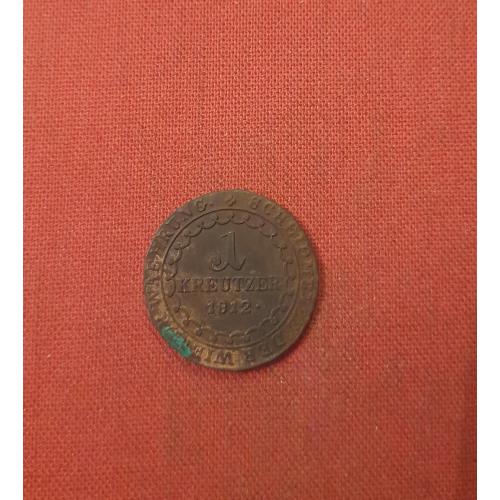 Австрия 1 крейцер 1812г.S, Франц II,Австрийская империя (1806 - 1857) супер сохран