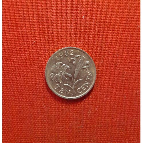 Бермуды 10 центов 1982г. Цветок,Лилия, нечастый год