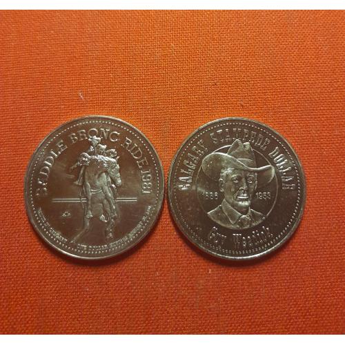 CALGARY  ONE Dollar 1981г. Stampede ONE Dollar,Канада,Юбилейный выпуск,родео,знак- шляпа, оч.редкий