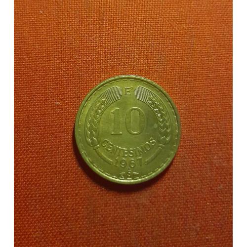 Чили 10 сентесимо 1967г.редкие