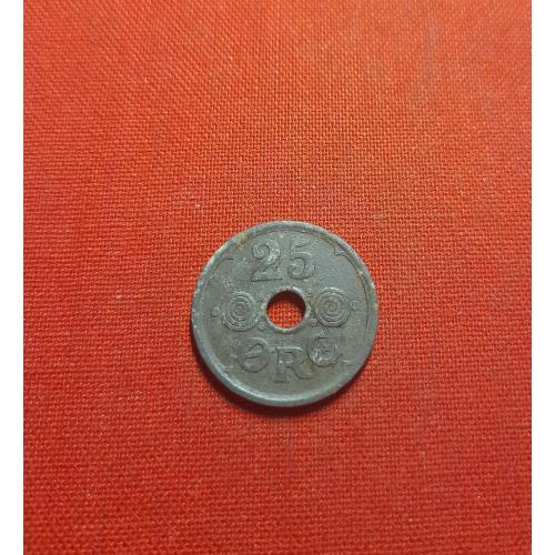 Дания 25 эре 1943г.цинк,Кристиан X,редкие