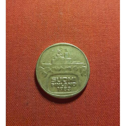  Финляндия 5 марок 1983г. Отметка мон. двора 'N' - Tapio Nevalainen, Ледокол