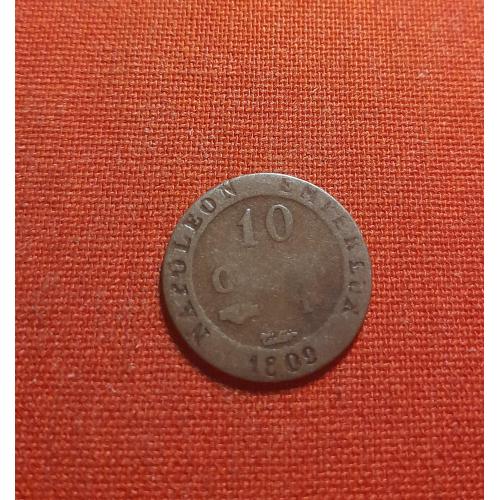 Франция 10 сантимов 1809г. Наполеон I,мон. двор: "I" - Лимож, Франц. империя(1803 - 1815) серебро