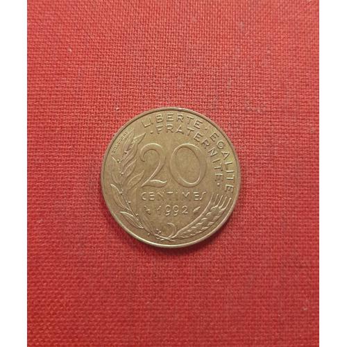 Франция 20 сантимов 1992г.