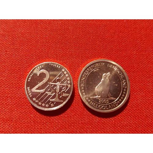 Гельголанд 2 цента 2005г. Helgoland Германия,UNC,запайка,пробные,из набора европроба редкие