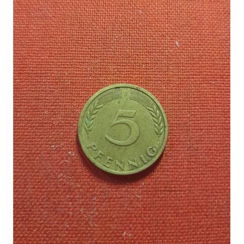 Германия 5 пфеннигов 1950г. ФРГ, Отметка монетного двора: "J" - Гамбург