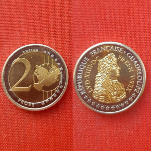 Гваделупа 2 евро 2005г.Французская,UNC,Guadeloupe,из набора европробы,супер редкие
