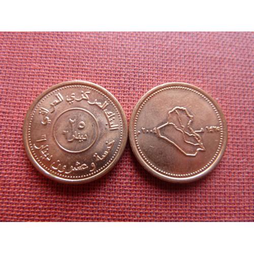 Ирак 25 динаров 2004г.١٤٢٥ год по  Хиджре, изображение карты Ирака
