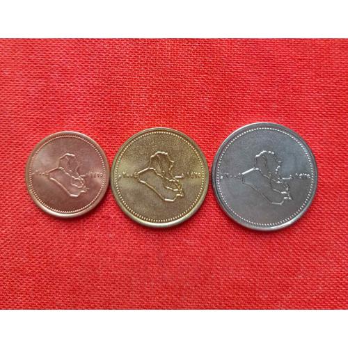 Ирак набор 25,50,100 динаров 2004г.١٤٢٥ год по  Хиджре, изображение карты Ирака недорого