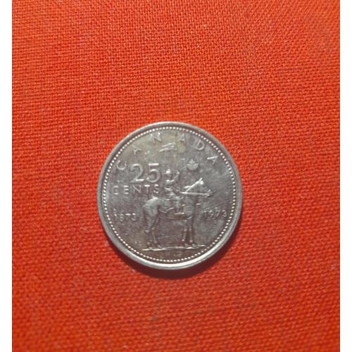 Канада 25 центов 1973г.Елизавета II, 100 лет конной полиции Канады