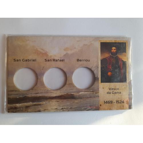 Картон от набора монет Острова Каликут, на 3 монеты, ,Васко да Гама,БЕЗ МОНЕТ
