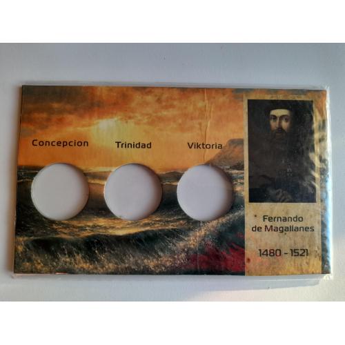 Картон от набора монет Острова Мактан, на 3 монеты,Mactan ,Ферна́н Магелла́н,БЕЗ МОНЕТ