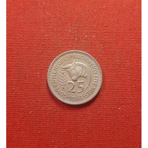 Кипр Британский 25 милей 1955г.Бык, 1 год чекана