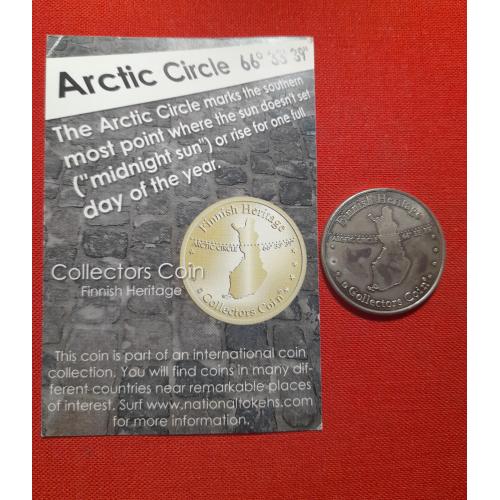 Коллекционная монета * Финское наследие * ПОЛЯРНЫЙ КРУГ 66° 33' 39'', 31 мм редкая