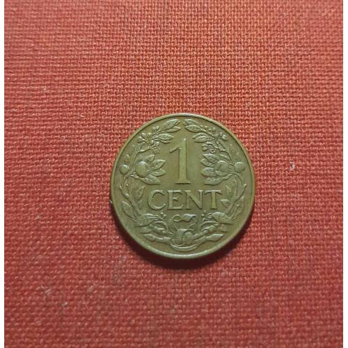 Кюрасао 1 цент 1942г.,бронза,Вильгельмина (1900 - 1948),Нидерланды для Кюрасао, супер редкий