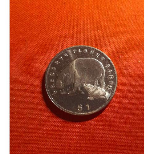  Либерия 1 доллар 1994г.38,61,Карликовые бегемоты,очень редкий