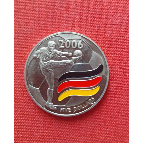  Либерия 5 долларов 2003г.Чемпионат мира по футболу 2006г. в Германии