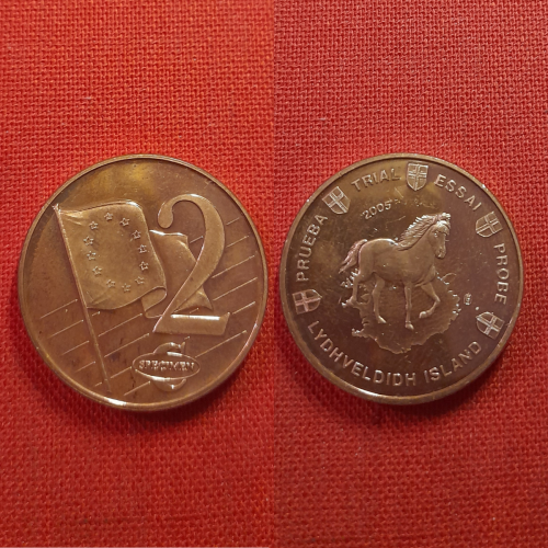 Лидвелдид остров 2 евроцента 2005г.25мм,LYDHVELDIDH ISLAND(Исландия),из набора европроба,оч. редкие