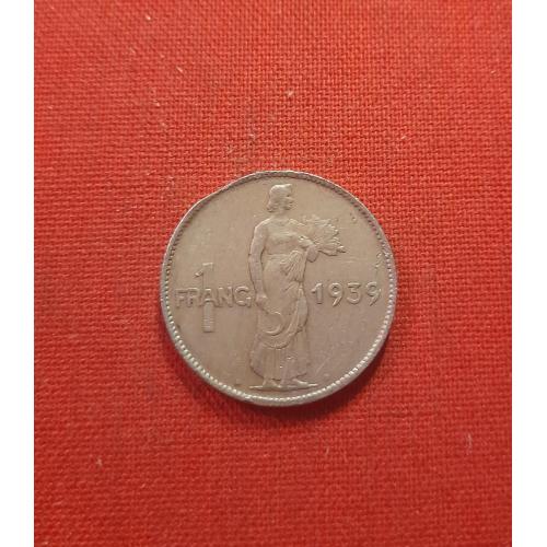 Люксембург 1 франк 1939г.Великая герцогиня Шарлотта (1918 - 1964), 1 год чекана,редкий