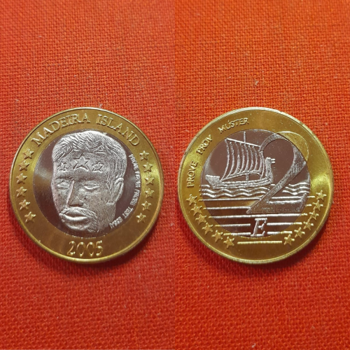 Мадейра остров 2 евро 2005г. Madeira Island,из набора евро-пробы,редкие