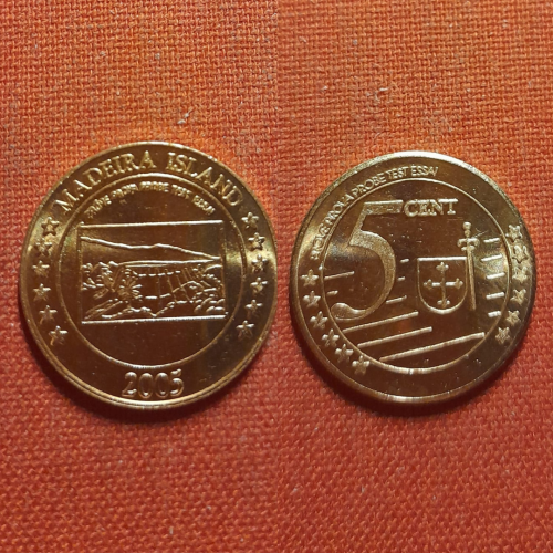 Мадейра остров 5 центов 2005г. Madeira Island,из набора евро-пробы,редкие