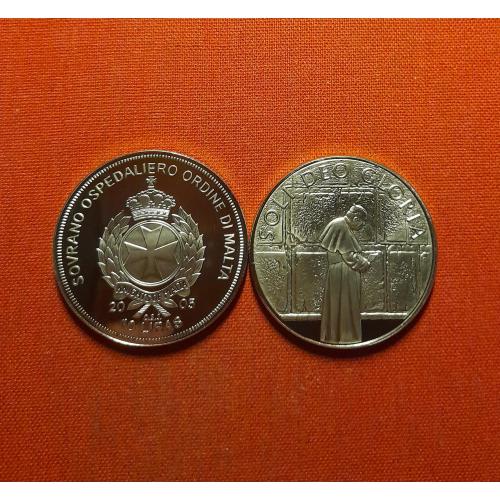 Мальтийский орден 10 лир 2005г.40мм Proof Иоанн Павел II /Soli deo gloria/из набора,очень редкие