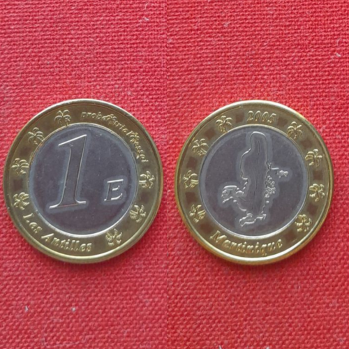 Мартиника 1 евро 2005г. Martinique,UNC,запайка,пробные,из набора европроба редкие