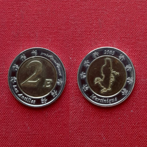 Мартиника 2 евро 2005г. Martinique,UNC,запайка,пробные,из набора европроба редкие