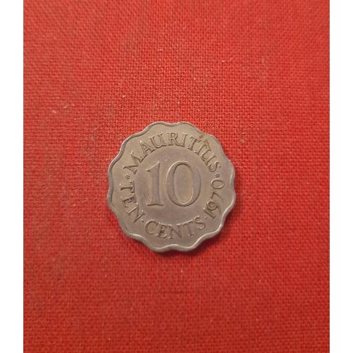 Маврикий 10 центов 1970г. Елизавета II,Круг с волнообразным краем,нечастые