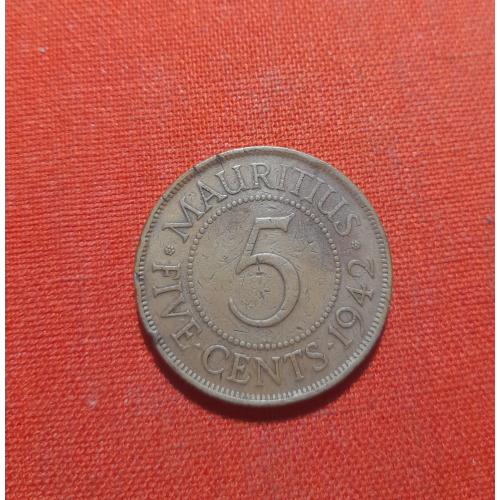 Маврикий 5 центов 1942г. Георг VI 