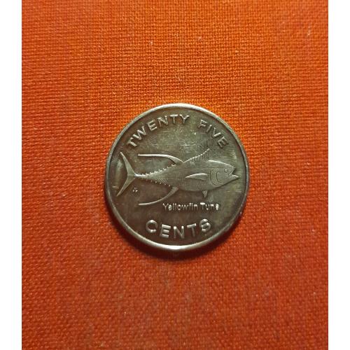 Микронезия 25 центов 2012г.Рыба Желтоперый тунец (Yellowfin Tuna).Федератив. Штаты Микронезии,редкие