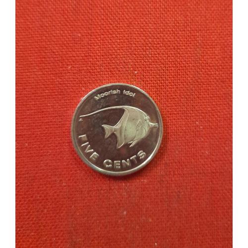 Микронезия 5 центов 2012г.Рыба Мавританский идол (Moorish idol).Федеративные Штаты Микронезии,редкие
