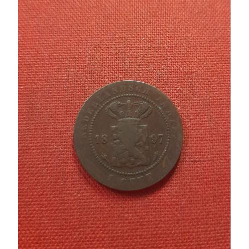 Нидерландская Индия 1 цент 1897г.,Голландская Ост-Индия,редкие