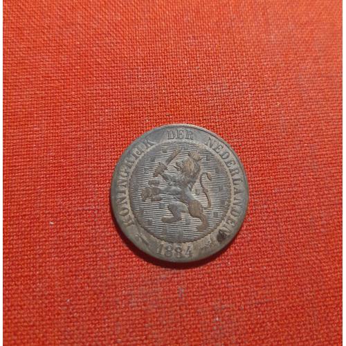 Нидерланды 2½ цента  1884г. Король Виллем III
