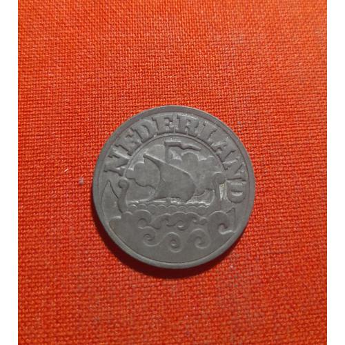 Нидерланды 25 центов 1941г.цинк,немецкая оккупация,редкие