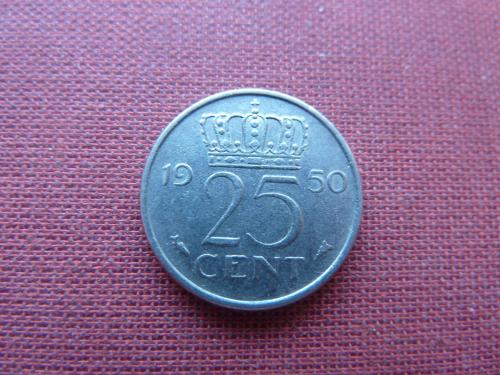 Нидерланды 25 центов 1950г.