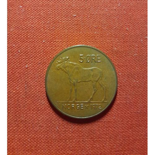 Норвегия 5 эре 1972г.Король Улаф V (1958 - 1991)
