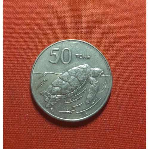 Острова Кука 50 центов 1988г. 50 TENE,31,75мм, Черепаха,очень редкие