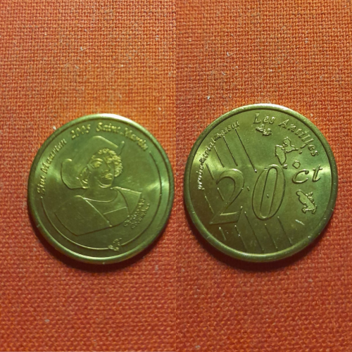 Сен-Мартен остров 20 центов 2005г.пробные,Х.Колумб,Нидерланд. Карибские Тер-рии,из набора редкие