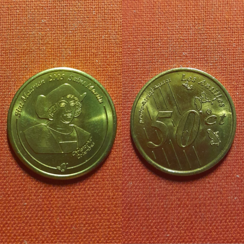 Сен-Мартен остров 50 центов 2005г.пробные,Х.Колумб,Нидерланд. Карибские Тер-рии,из набора редкие