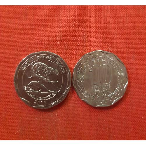 Шри-Ланка 10 рупий 2013г. Puttalam,Леопард,Дельфины,редкие