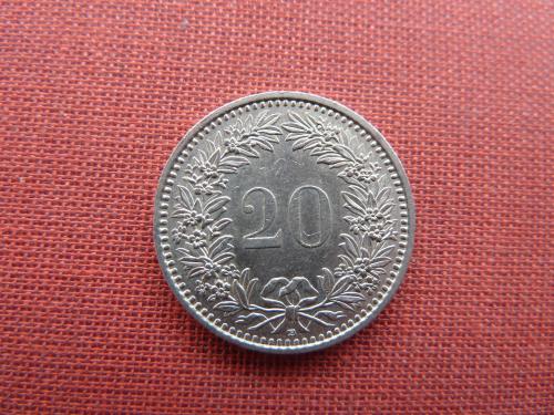 Швейцария 20  раппенов 1989г.