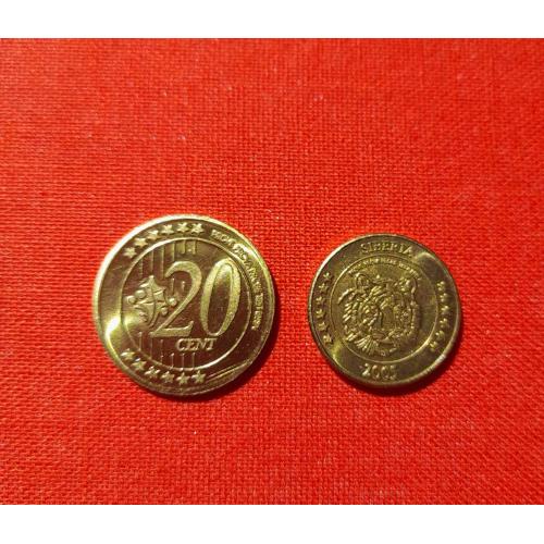 Сибирь 20 центов 2005г. из набора пробных евро монет Siberia,UNC, unusual, редкие