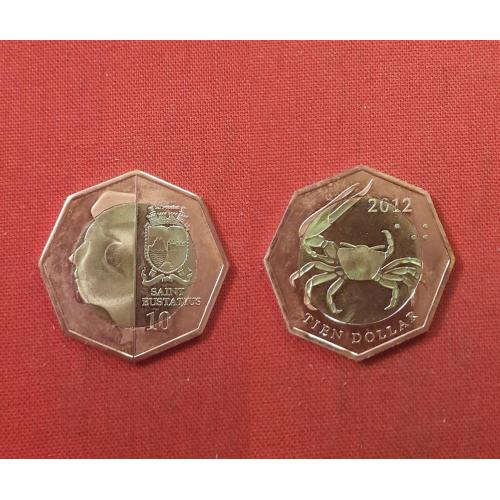 Синт - Эстатиус 10 долларов 2012г. Наветренные о-ва(Малые Антильские о-ва),,Краб,очень редкие