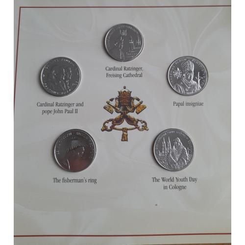 Сомали 1 доллар 2006г.набор из 5 монет Папа Бенедикт XVI,буклет,запайка,тир.30000, очень редкий