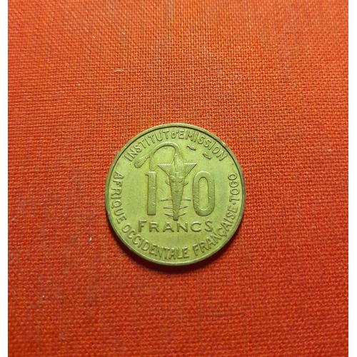 Того 10 франков 1957г.,Колония Франции (1944 - 1958),сохран,редкие