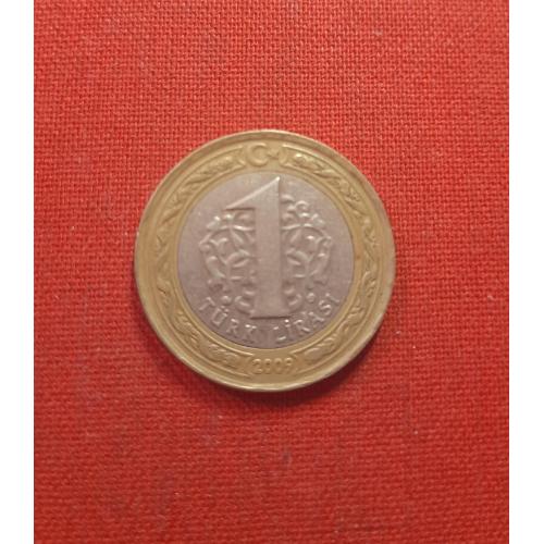 Турция 1 лира 2009г.Мустафа Кемаль Ататюрк (1-й Президент Турции)