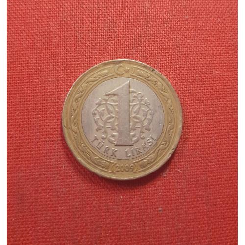 Турция 1 лира 2009г.Мустафа Кемаль Ататюрк (1-й Президент Турции)